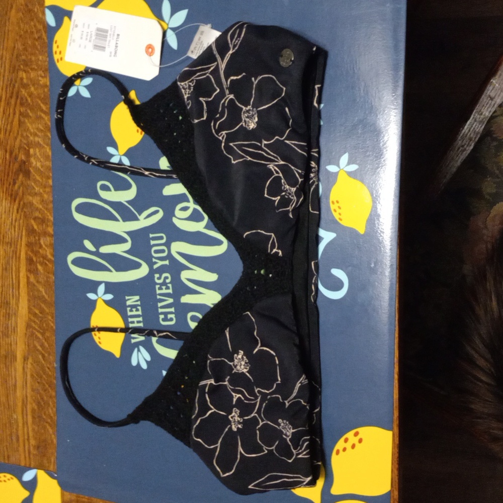 Billabong Black Floral Bralette Bikini Top